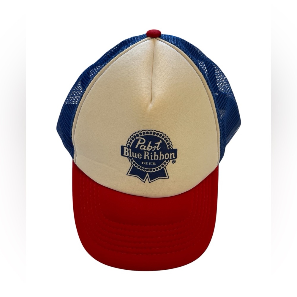 Men’s Pabst’s Blue Ribbon Logo Mesh Back Trucker Hat Americana Classic Patriotic